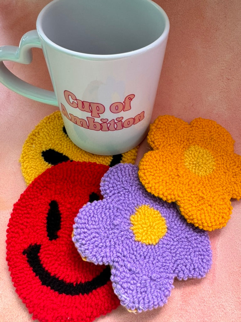 Cute Flower Mug Rug - Punch Needle Coaster