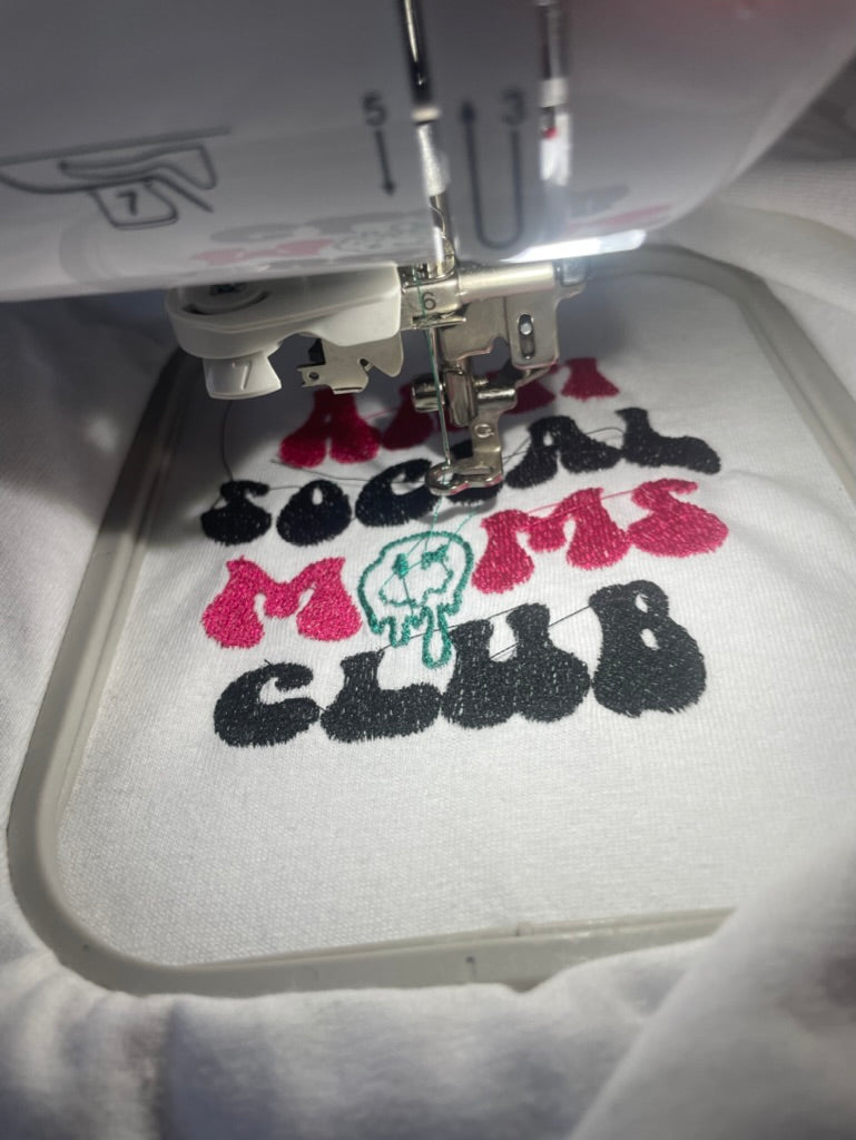 Anti Social Moms Club Embroidered Crewneck T-shirt