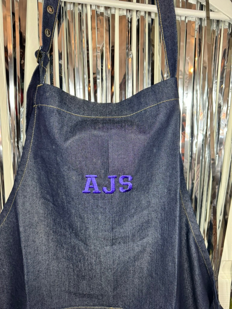 Embroidered Initials Denim Apron - Design Your Own