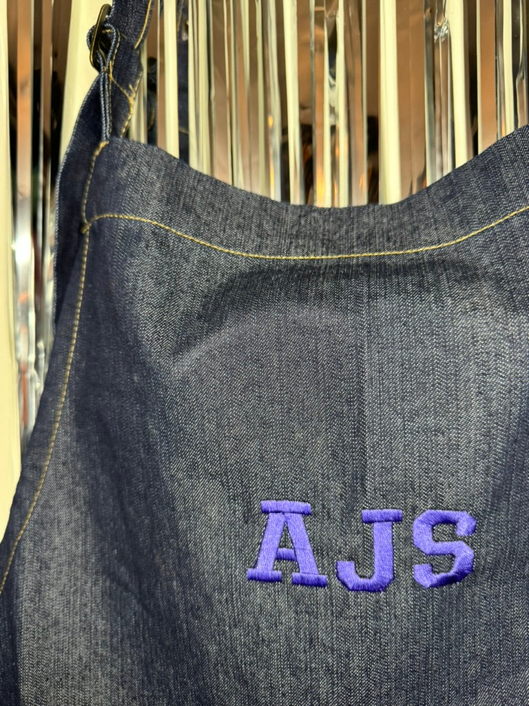Embroidered Initials Denim Apron - Design Your Own