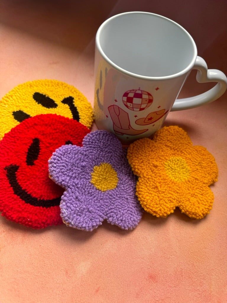 Cute Flower Mug Rug - Punch Needle Coaster