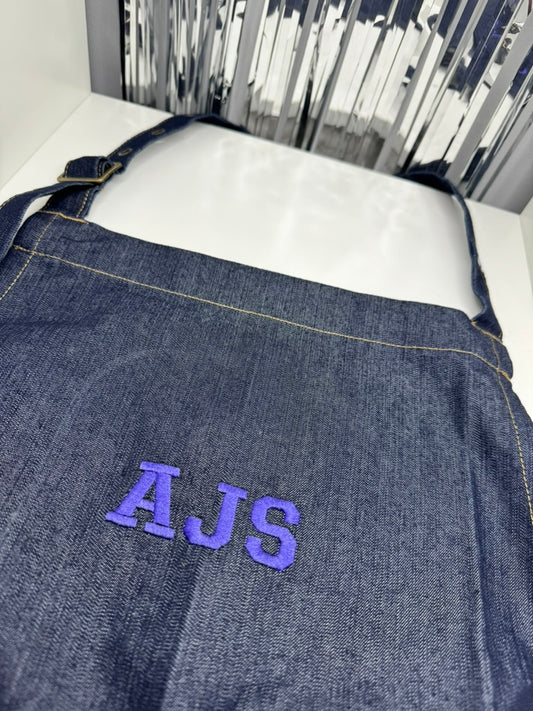 Embroidered Initials Denim Apron - Design Your Own