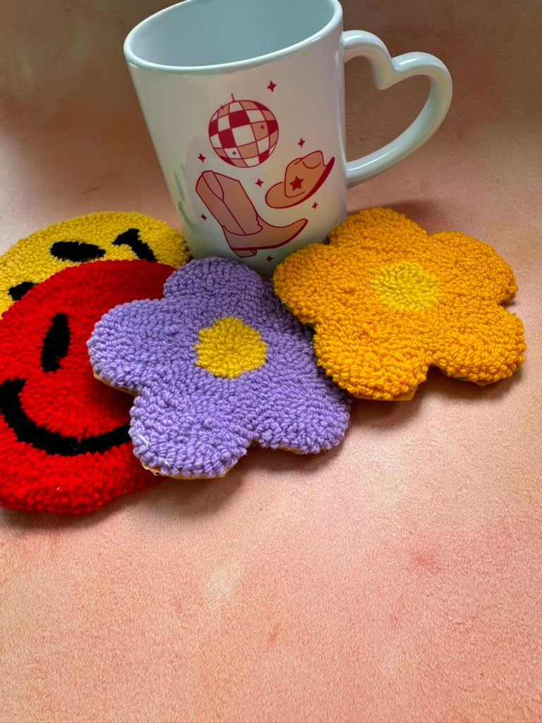 Cute Flower Mug Rug - Punch Needle Coaster