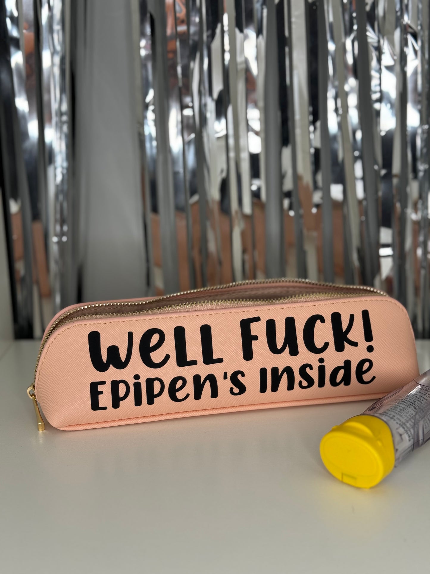 Well Fuck! Epipen’s Inside| Pink Epi Pen Case With Black Text - (Ready To Ship)