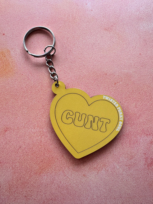 CUNT - Love Heart Wooden Keyring | Laser Cut - (Ready To Ship)
