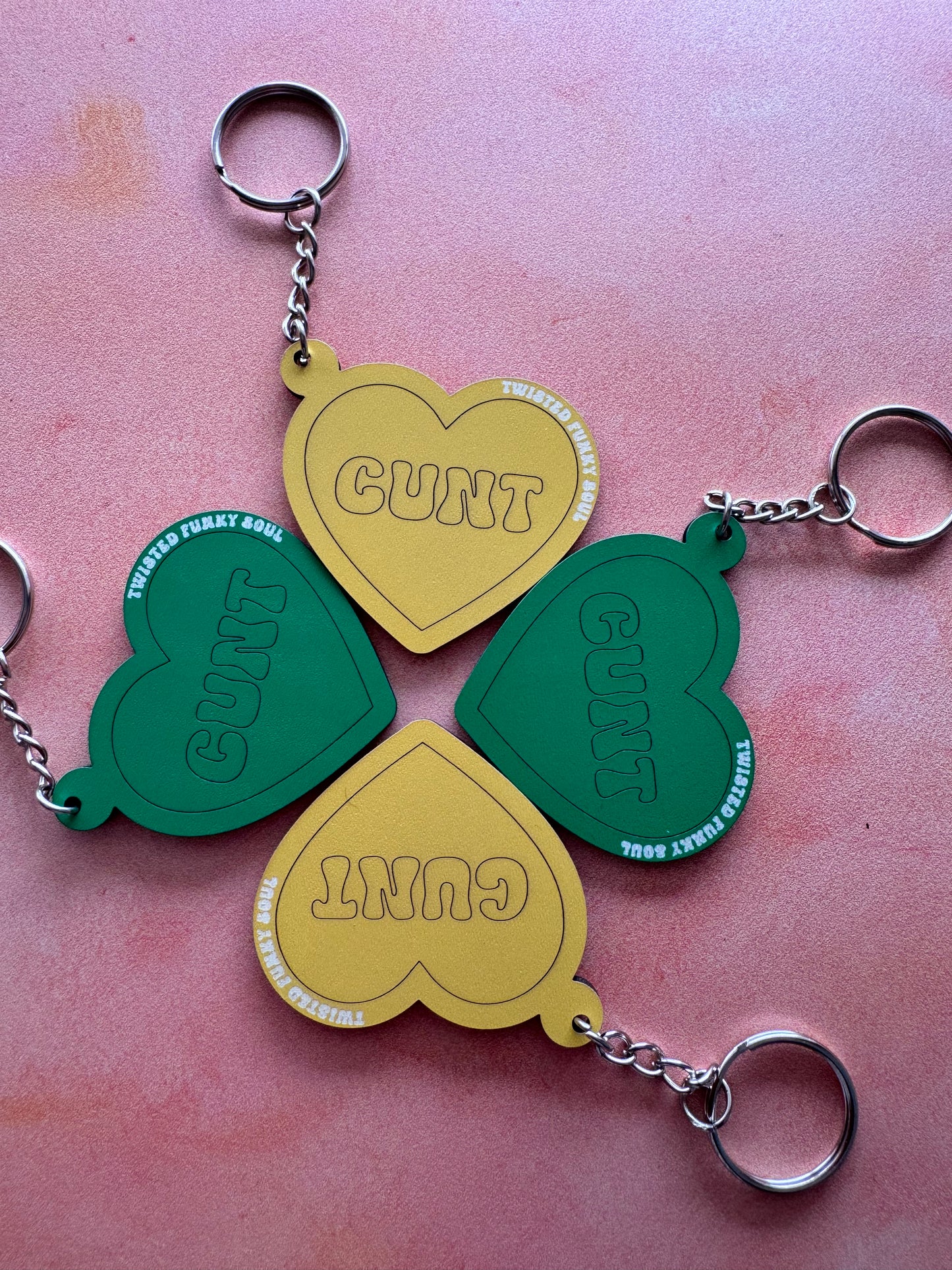 CUNT - Love Heart Wooden Keyring | Laser Cut - (Ready To Ship)