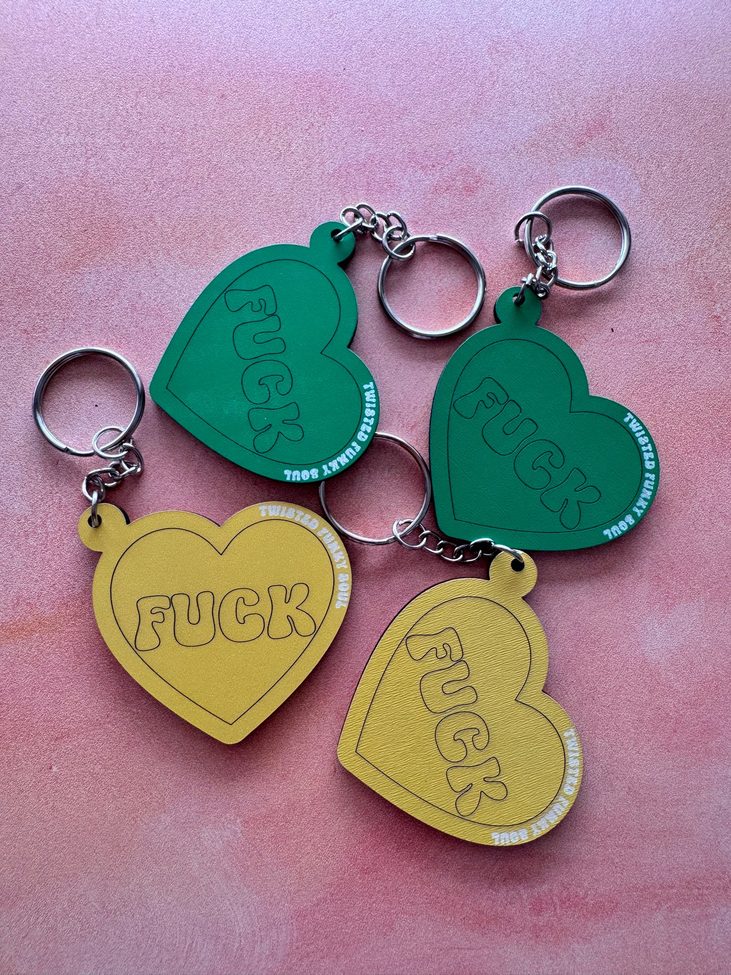 FUCK - Love Heart Wooden Keyring | Laser Cut - (Ready To Ship)