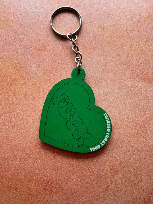 FUCK - Love Heart Wooden Keyring | Laser Cut - (Ready To Ship)