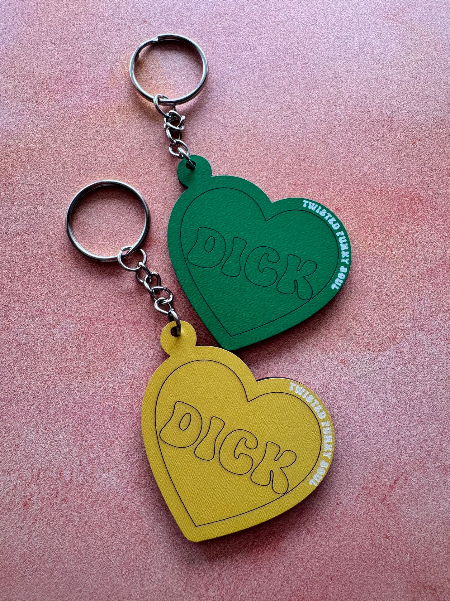 DICK - Love Heart Wooden Keyring | Laser Cut - (Ready To Ship)
