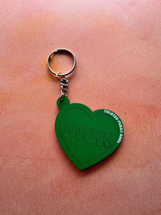 DICK - Love Heart Wooden Keyring | Laser Cut - (Ready To Ship)