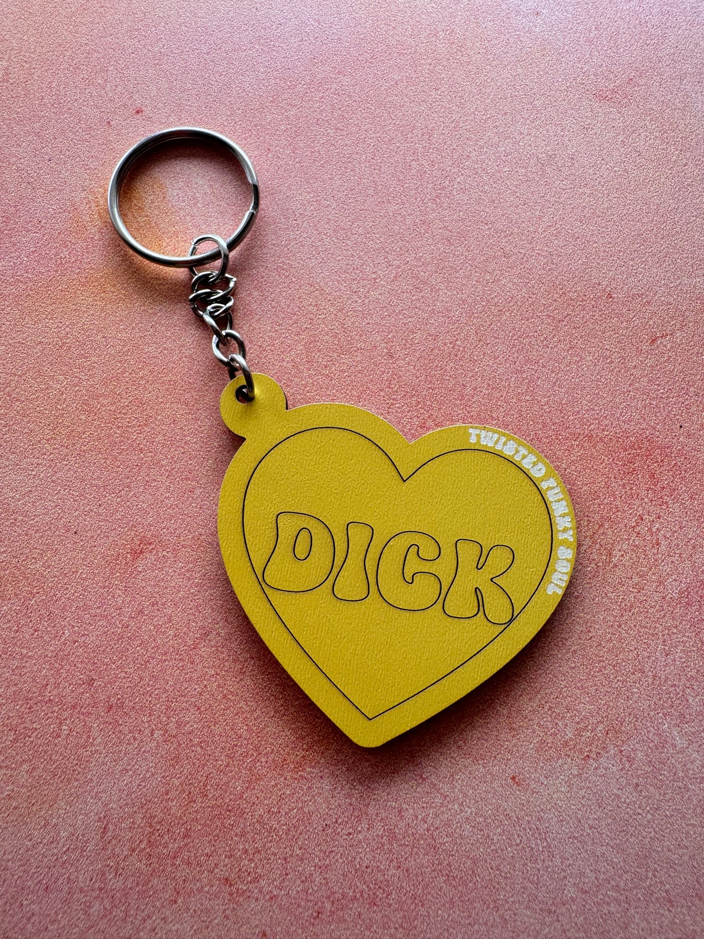 DICK - Love Heart Wooden Keyring | Laser Cut - (Ready To Ship)