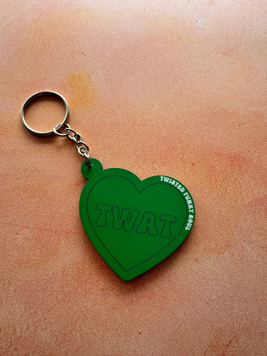 TWAT - Love Heart Wooden Keyring | Laser Cut - (Ready To Ship)