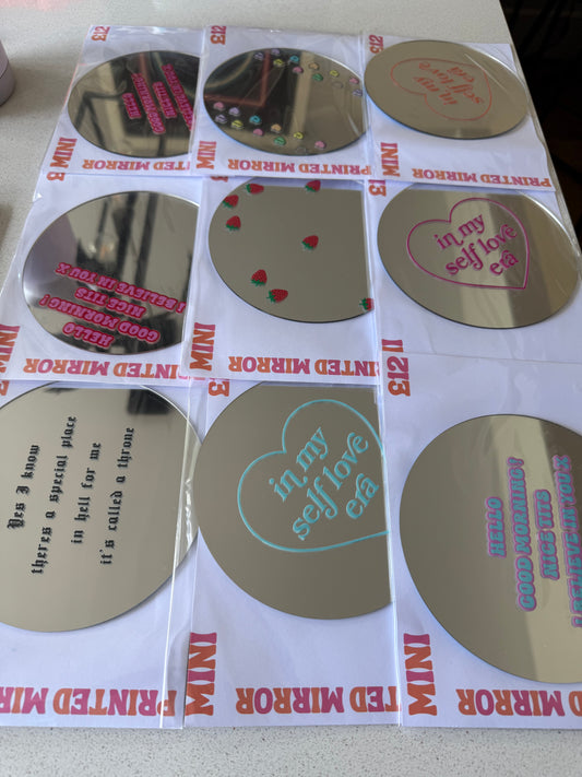 SALE : Printed Mini Acrylic Mirror (150mm - Pick Your Design)
