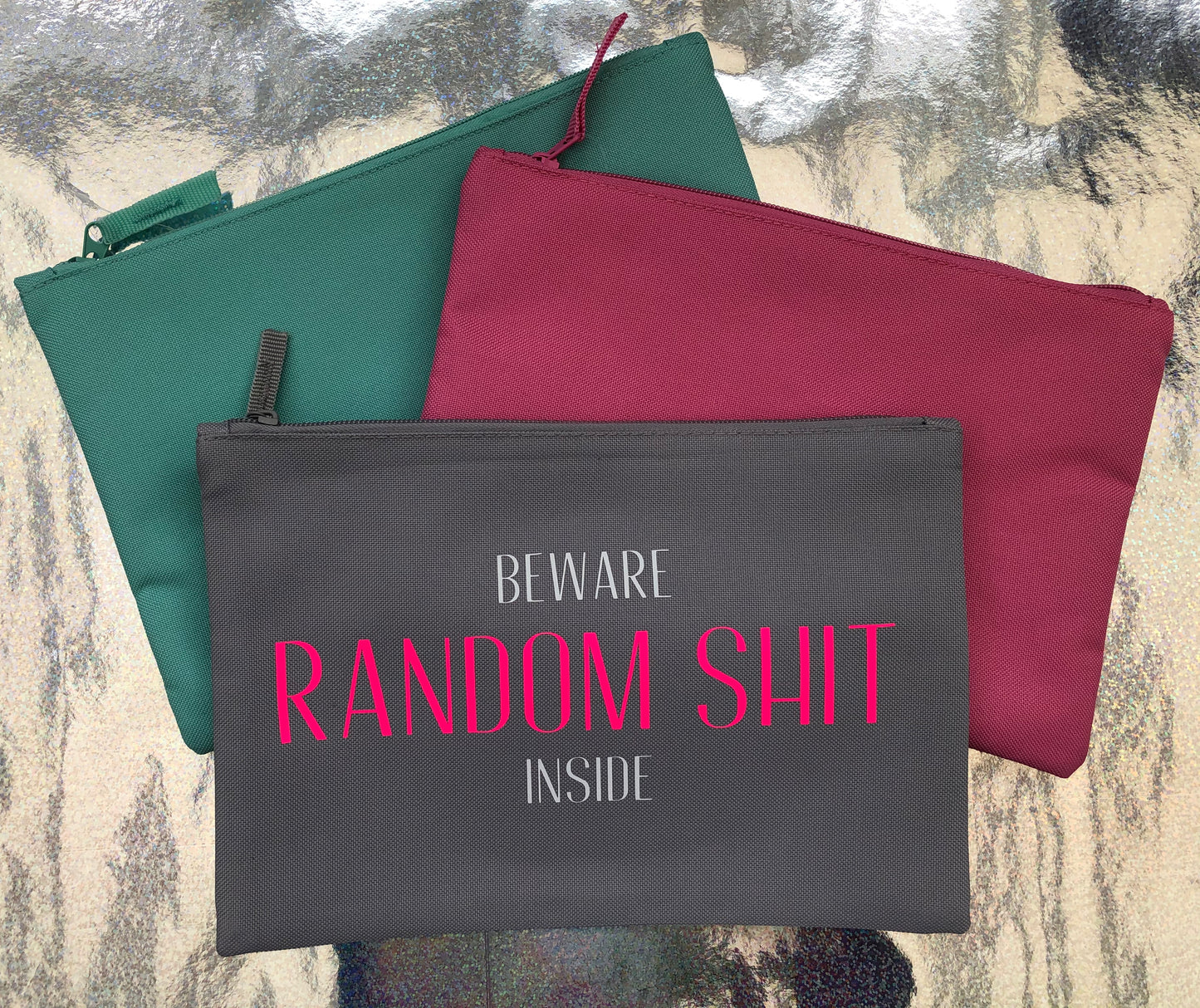 Beware Random Shit Inside Accessory Pouch / Make Up Bag