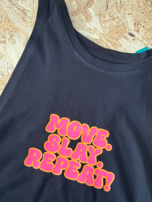 MOVE. SLAY. REPEAT! – Organic Racerback Tank (Black)