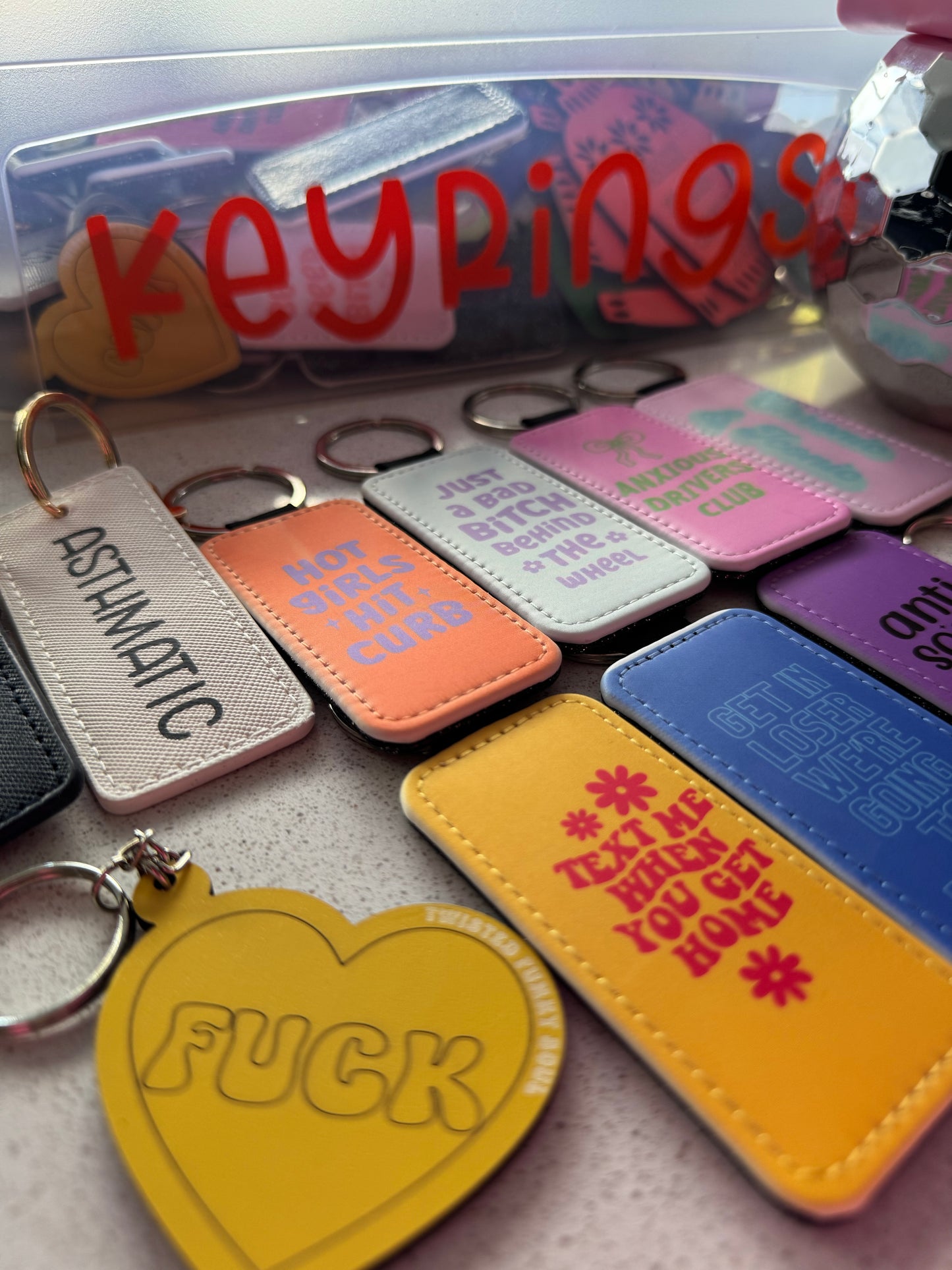 SALE : Funky Glitter Keyring Collection (Pick Your Design)