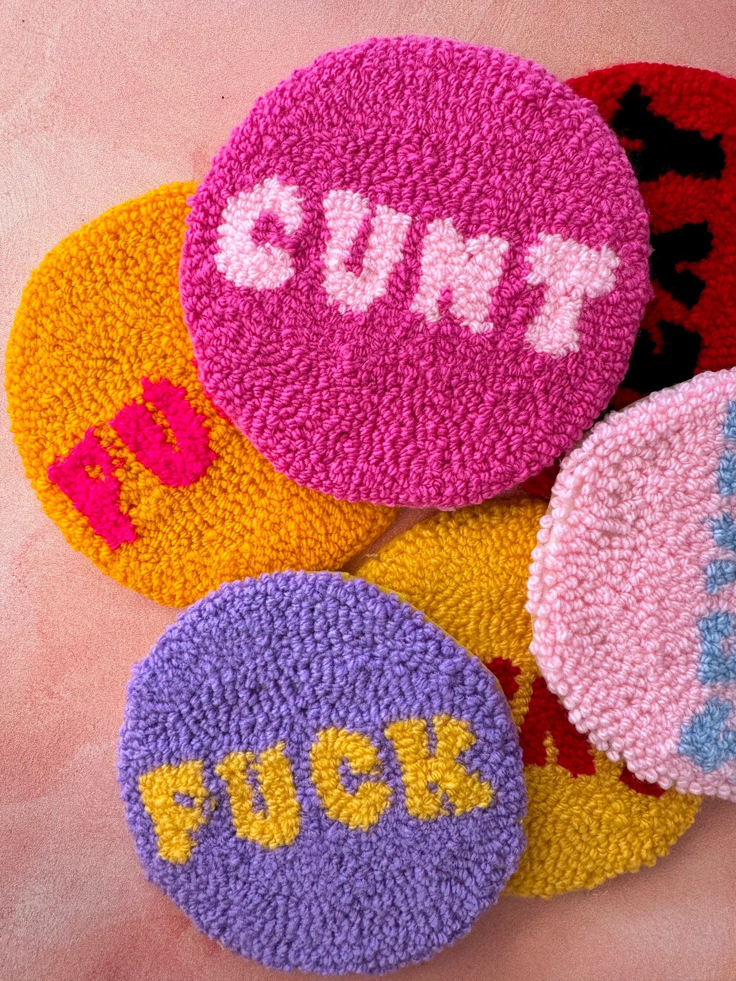 Sweary Mug Rug - Punch Needle Coaster