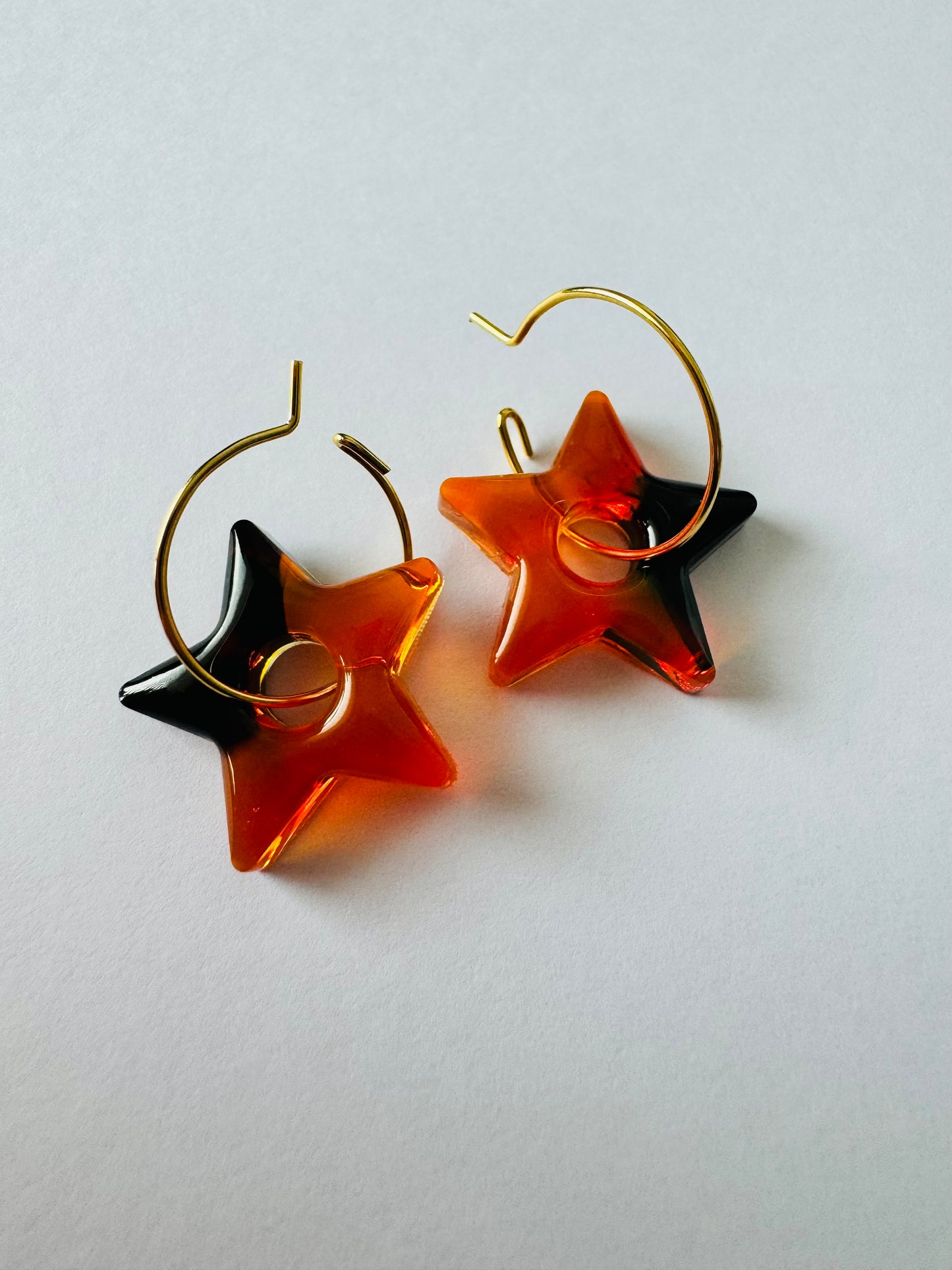 Spooky Stars - Resin Hoop Charm Earrings