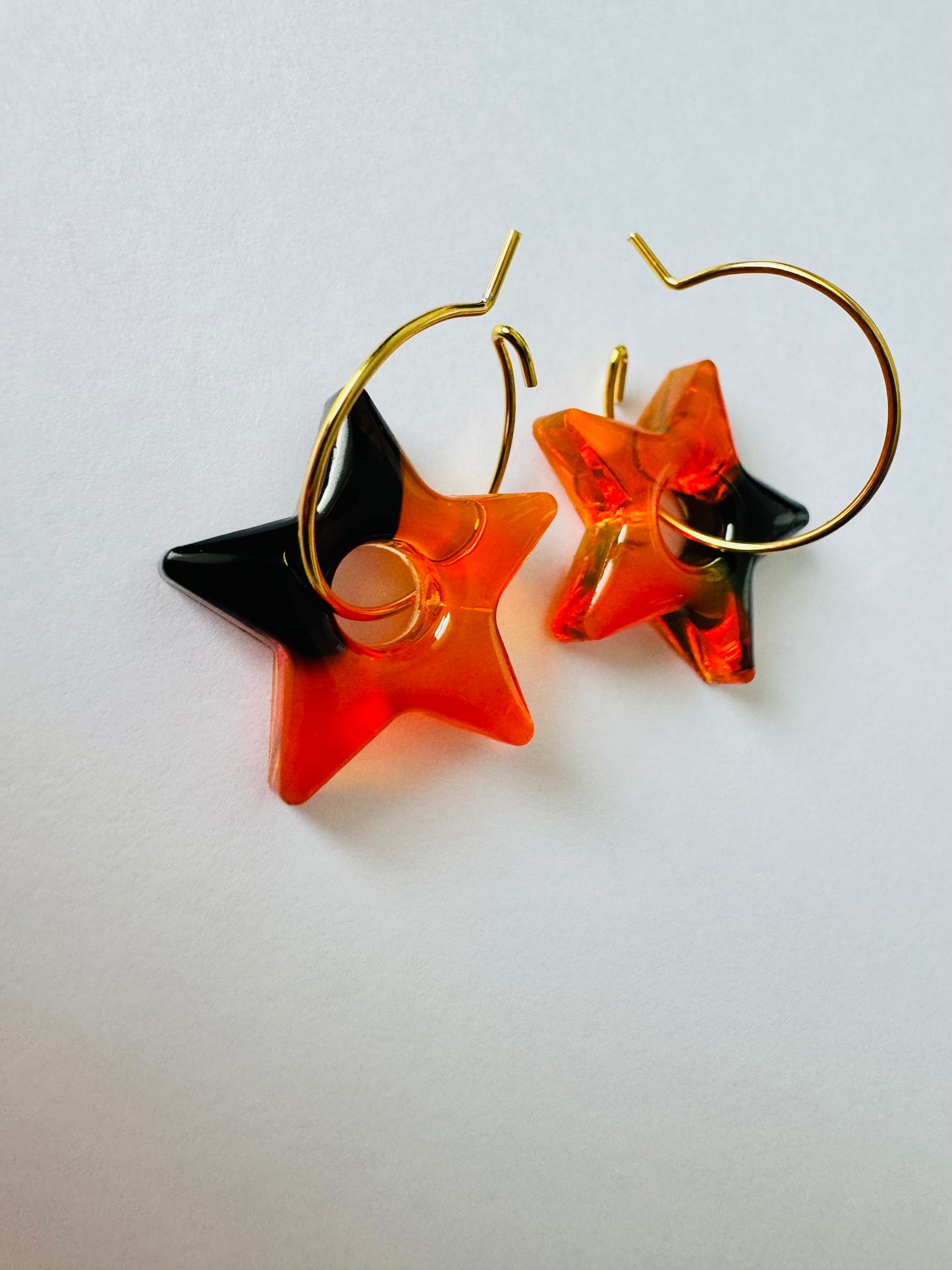Spooky Stars - Resin Hoop Charm Earrings