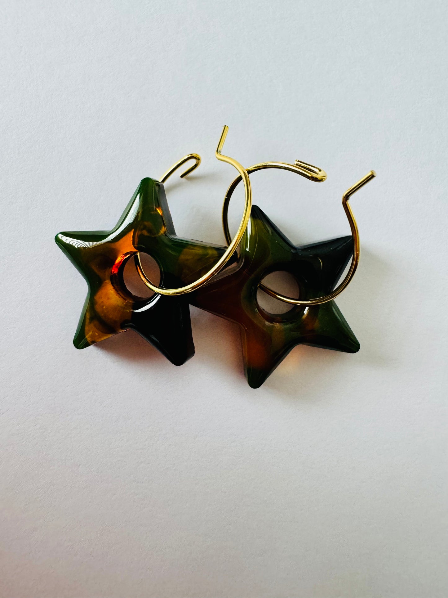 Moody Star - Resin Hoop Charm Earrings
