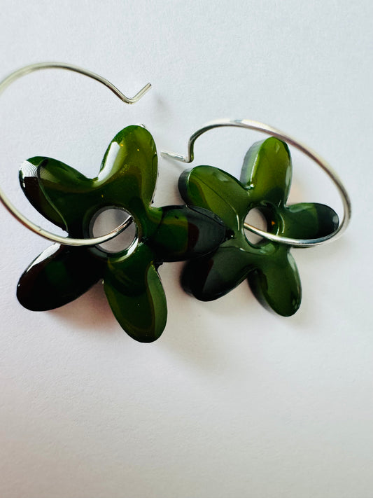 Moody Stars - Resin Hoop Charm Earrings