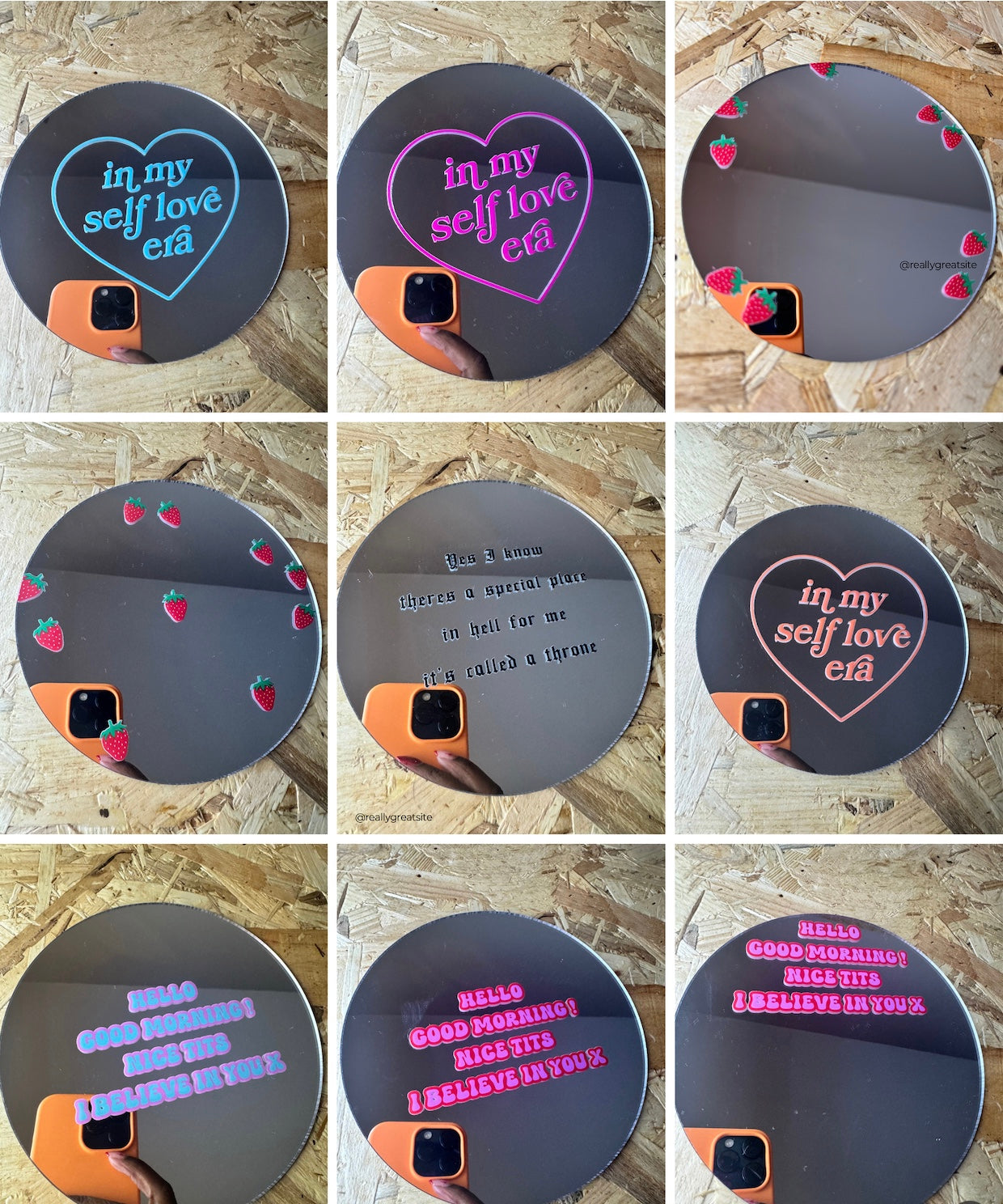 SALE : Printed Mini Acrylic Mirror (150mm - Pick Your Design)