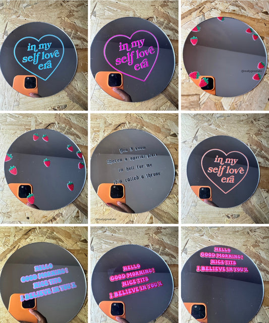 SALE : Printed Mini Acrylic Mirror (150mm - Pick Your Design)