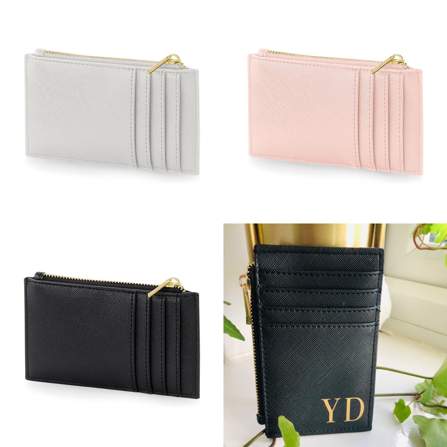 Monogram Card Holder Faux Leather | Coin Purse |