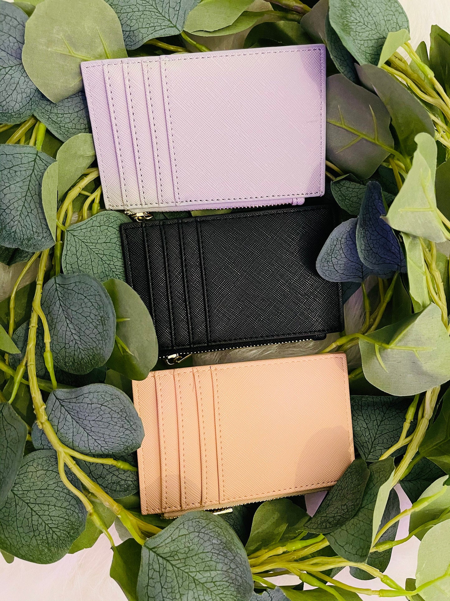 Monogram Card Holder Faux Leather | Coin Purse |
