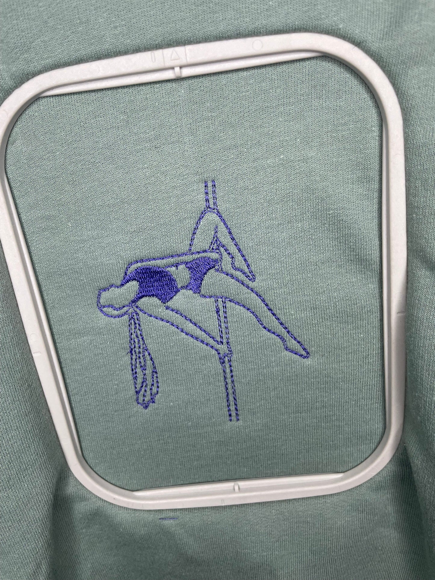 Personalised Embroidered Aerial Portrait From Photo Sweatshirt, Custom Portrait Embroidery Pole Dance Fitness, Custom Photo Embroidery