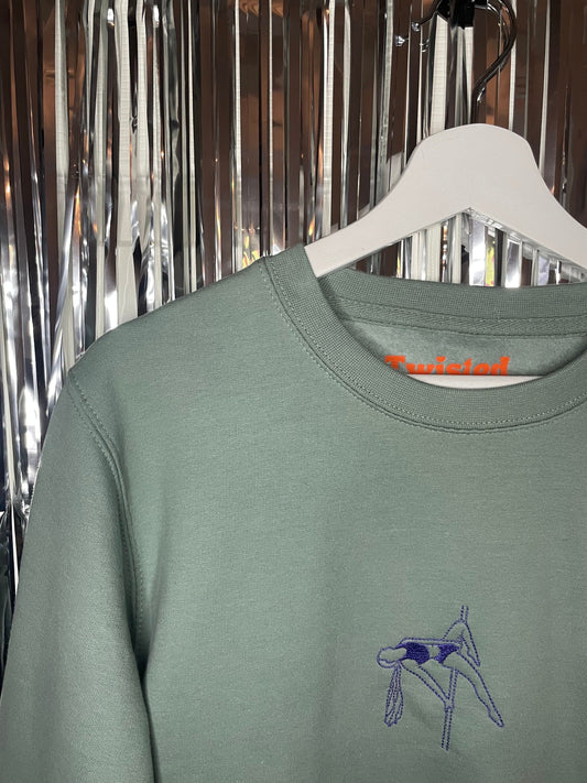 Personalised Embroidered Aerial Portrait From Photo Sweatshirt, Custom Portrait Embroidery Pole Dance Fitness, Custom Photo Embroidery