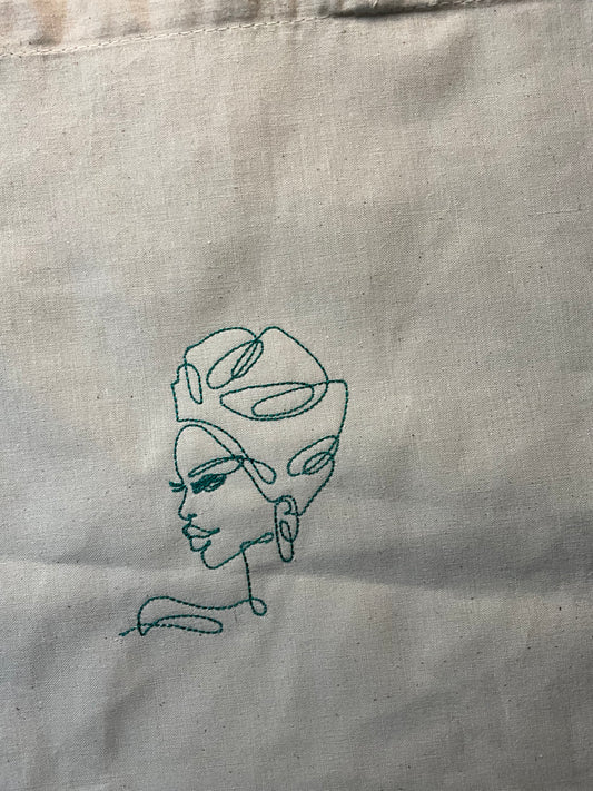 Pretty Woman Outline - Embroidered Tote Bag