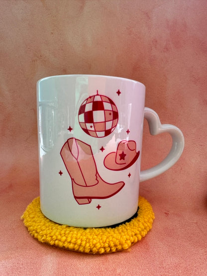 Smiley Face Mug Rug - Punch Needle Coaster