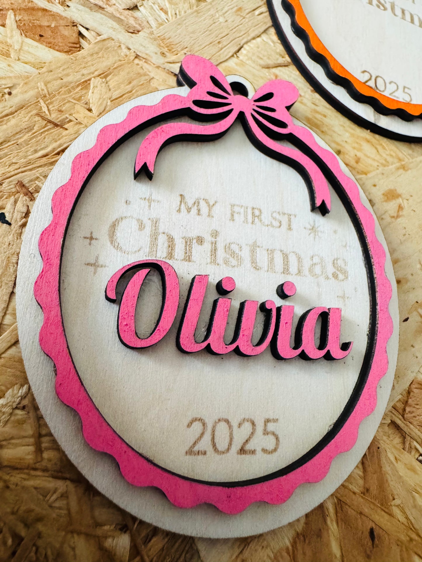 Personalised “My First Christmas” Bauble – Custom Baby Ornament 2025 | Wooden Keepsake Gift
