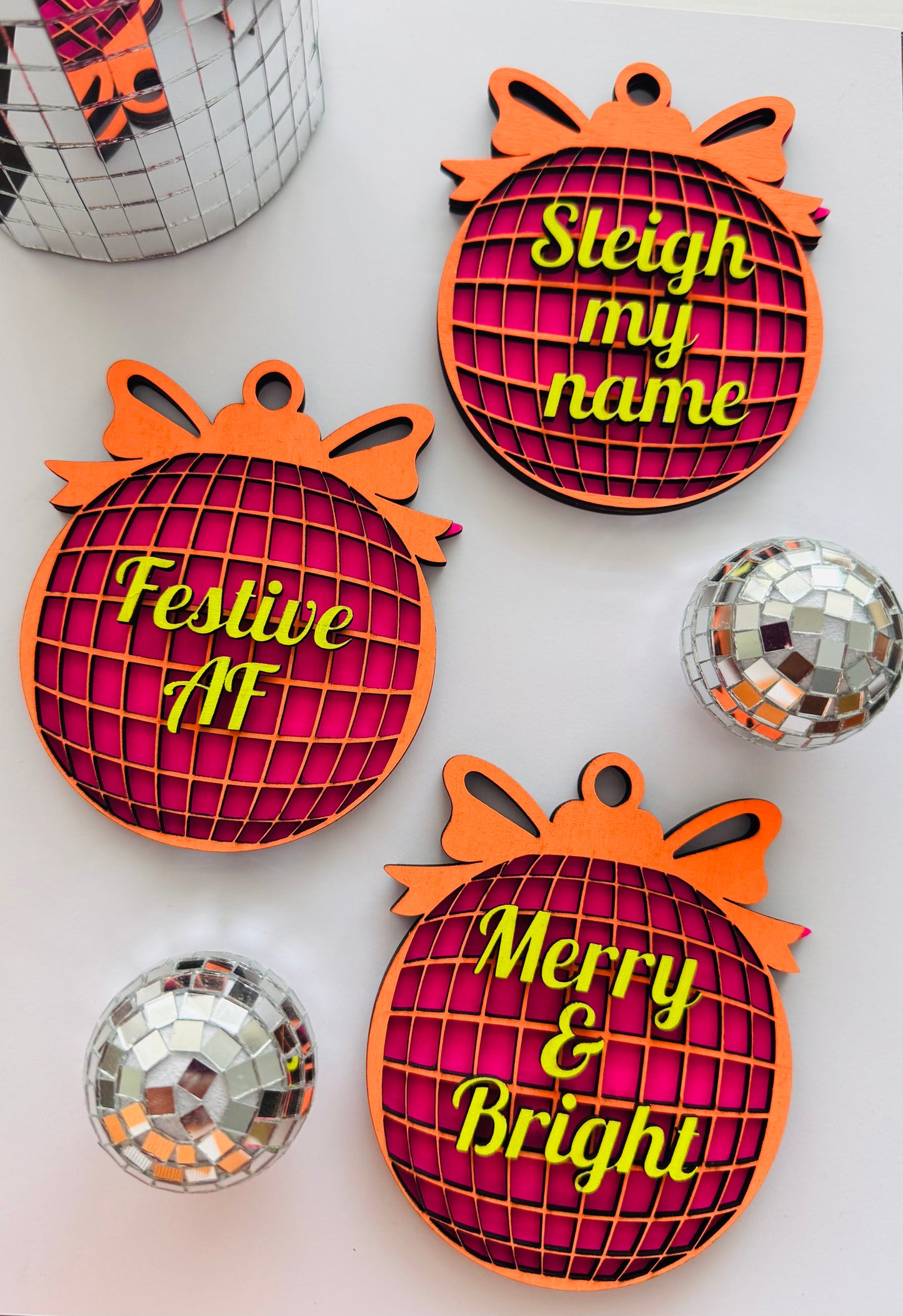 Funky Slogan Christmas Disco Ball Bauble