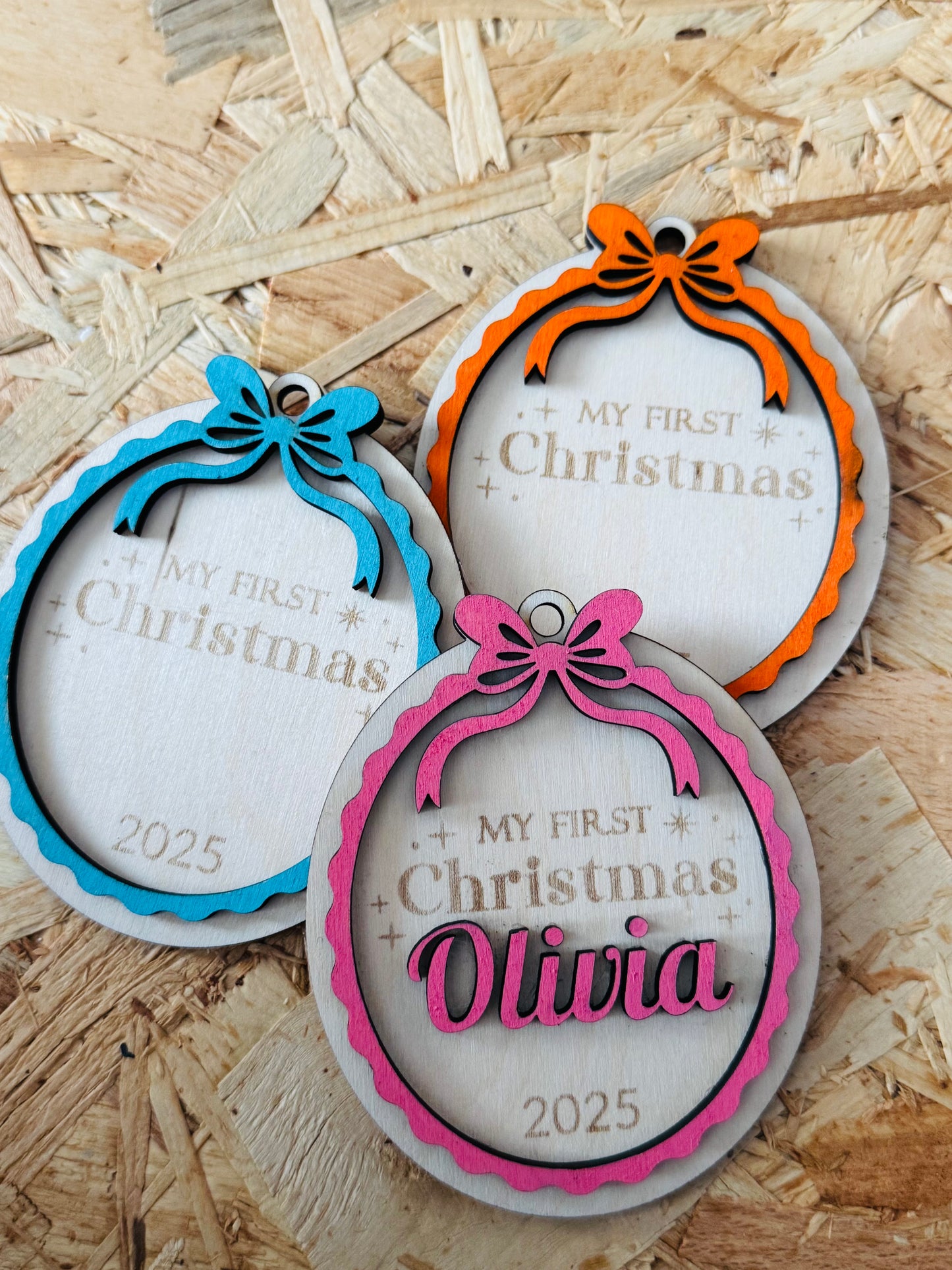 Personalised “My First Christmas” Bauble – Custom Baby Ornament 2025 | Wooden Keepsake Gift