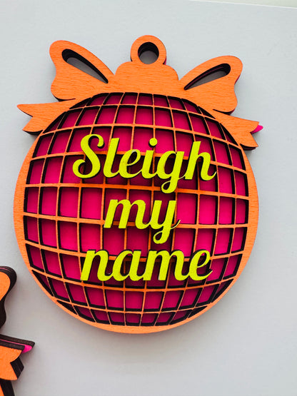 Funky Slogan Christmas Disco Ball Bauble