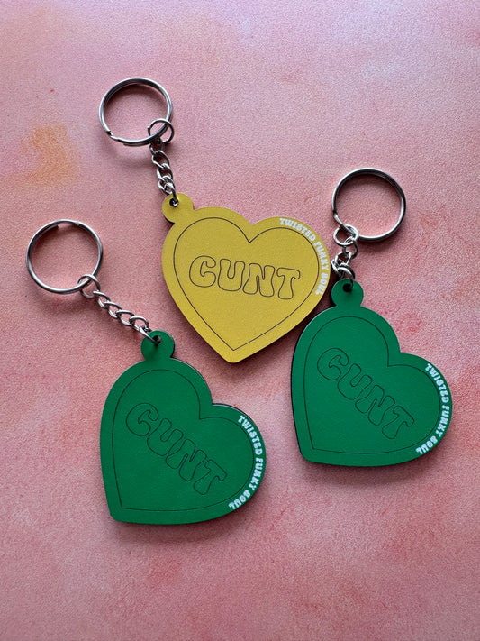 CUNT - Love Heart Wooden Keyring | Laser Cut - (Ready To Ship)