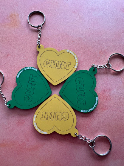 CUNT - Love Heart Wooden Keyring | Laser Cut - (Ready To Ship)