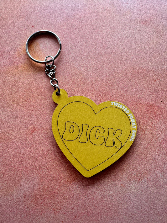 DICK - Love Heart Wooden Keyring | Laser Cut - (Ready To Ship)