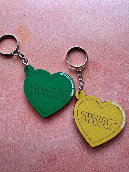 TWAT - Love Heart Wooden Keyring | Laser Cut - (Ready To Ship)