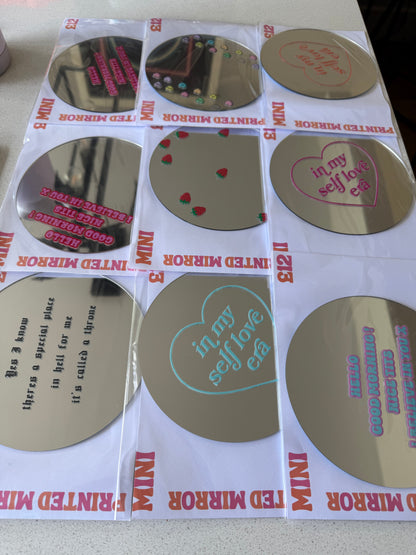 SALE : Printed Mini Acrylic Mirror (150mm - Pick Your Design)