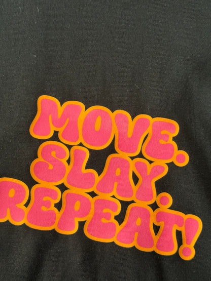 MOVE. SLAY. REPEAT! – Organic Racerback Tank (Black)
