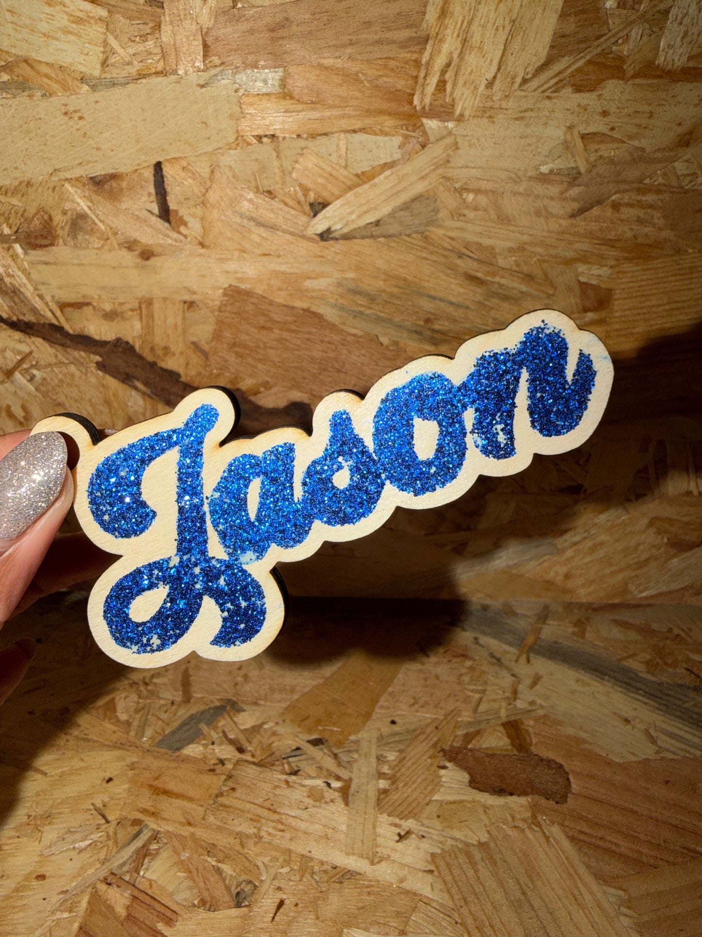 Personalised Glitter & Wood Name Baubles (Pet & Family)