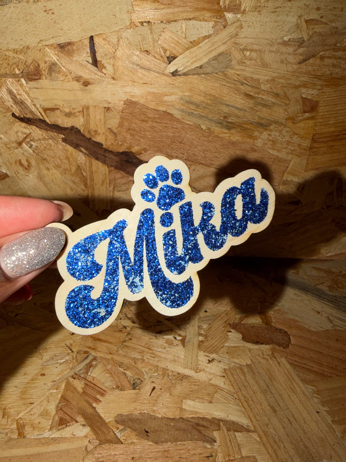 Personalised Glitter & Wood Name Baubles (Pet & Family)