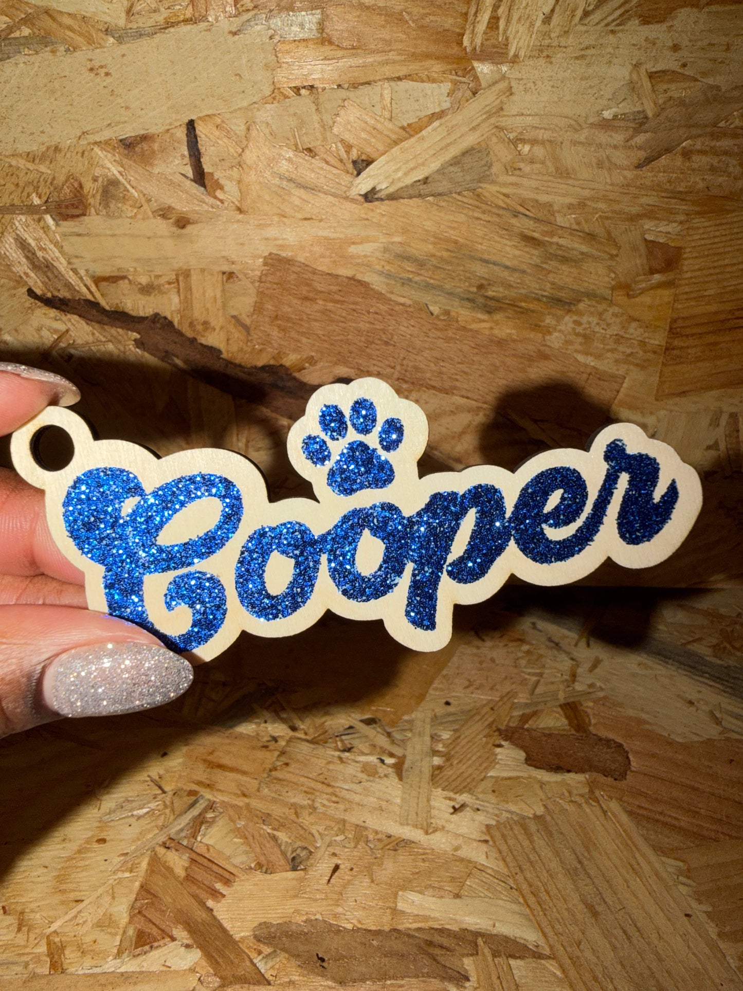 Personalised Glitter & Wood Name Baubles (Pet & Family)