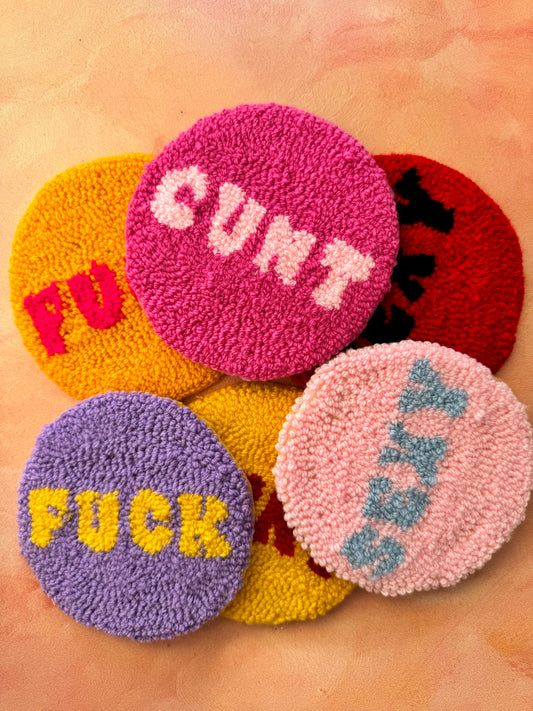 Sweary Mug Rug - Punch Needle Coaster