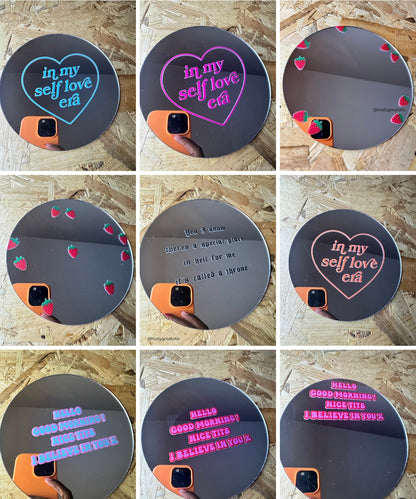 SALE : Printed Mini Acrylic Mirror (150mm - Pick Your Design)