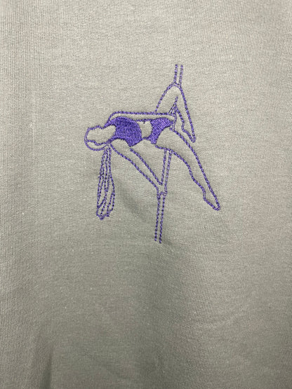 Personalised Embroidered Aerial Portrait From Photo Sweatshirt, Custom Portrait Embroidery Pole Dance Fitness, Custom Photo Embroidery