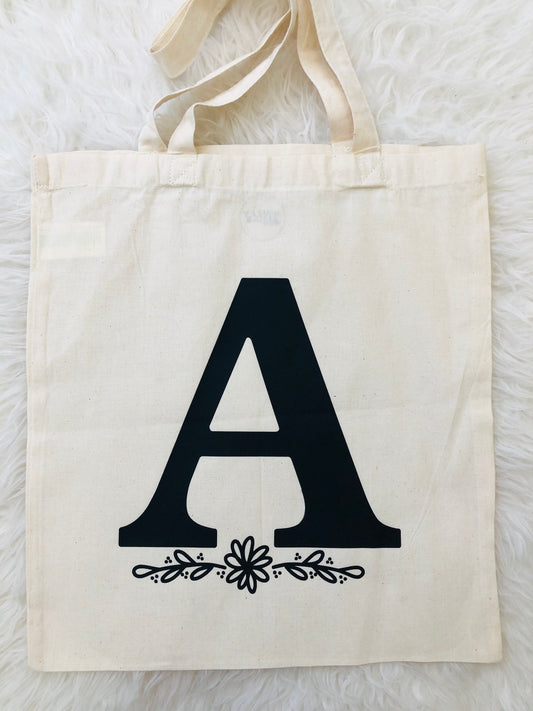 Personalised Initial Floral Tote Bag